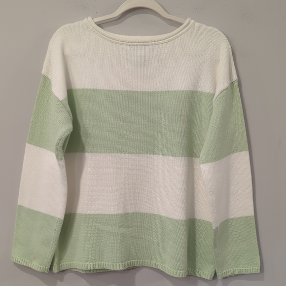 Lauren Ralph Lauren Green and White Striped Women's Sweater Nautical size Large - Picture 1 of 9